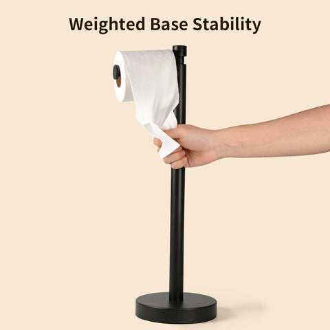 YUMORE Toilet Paper Holder Stand with Weighted Base, Matte Black