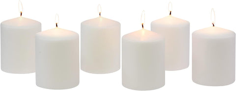Stonebriar 35 Hour Long Burning Unscented Pillar Candles, 3x4, White (Pack of 4, 24 Count Total)