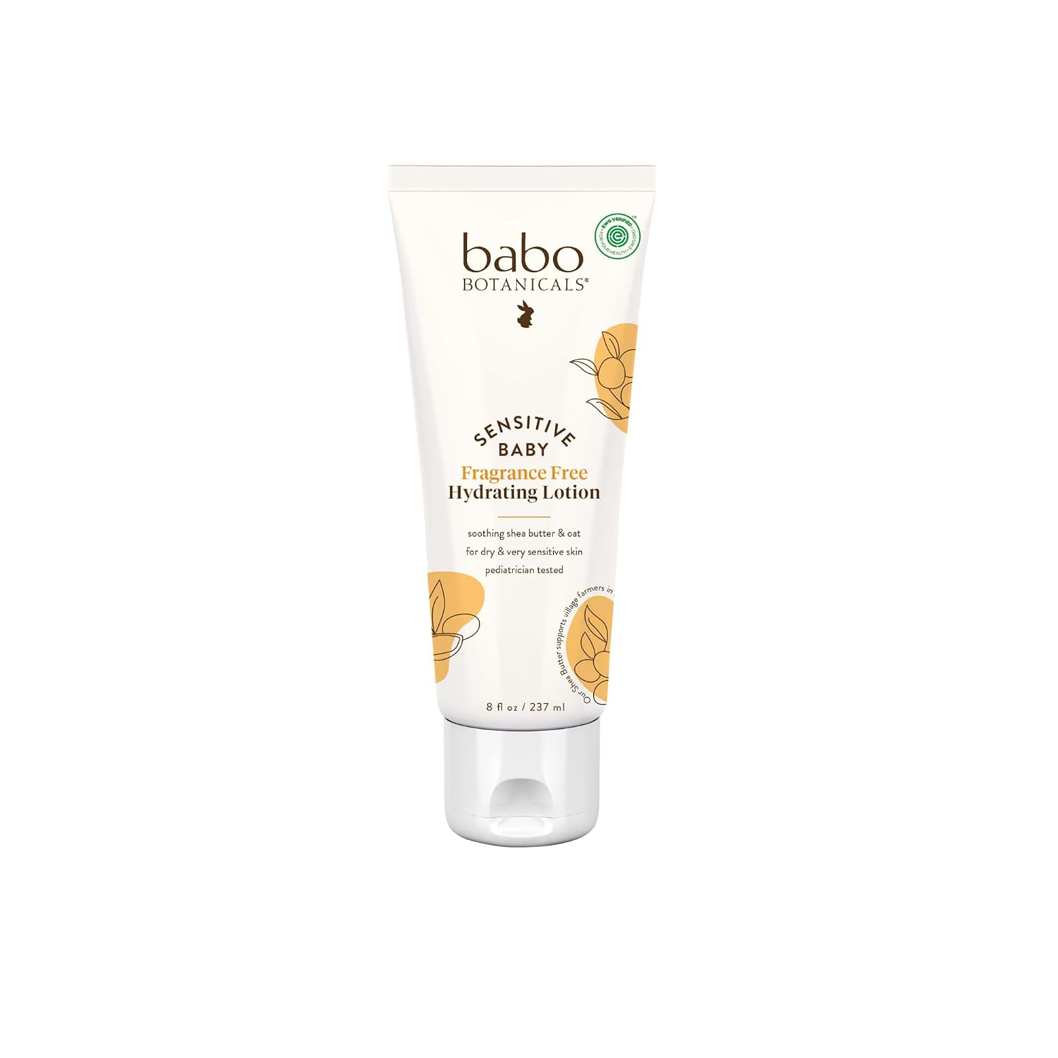 BABO Botanicals Sensitive Baby Fragrance-Free Daily Hydrating Baby Lotion - Shea Butter & Jojoba Oil - for Body & face - for Babies, Kids & Adults with Sensitive Skin - EWG Verified - Vegan