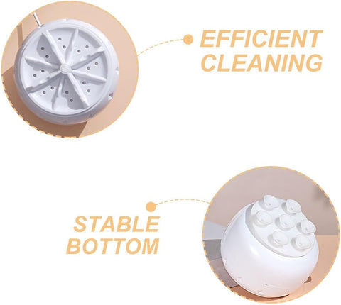 Portable Mini Washing Machine Automatic Turbo Washer with Bottom Suction Cup Usb Powered Laundry Solution for Travel Apartment Rv Delicate Underwear 2 pack