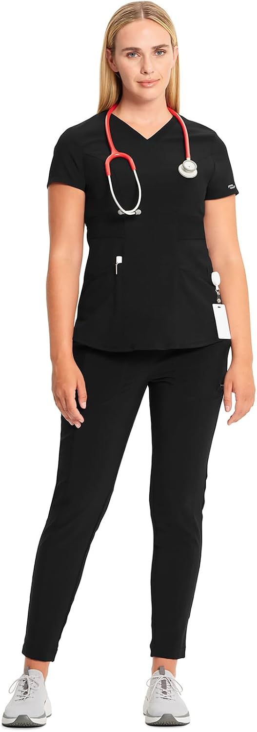 Cherokee Infinity Scrubs for Women V-Neck 4 Way Stretch 3 Pocket Scrub Top