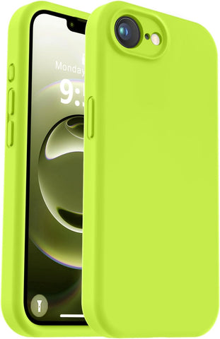 Vooii Compatible with iPhone 17e Case and for iPhone 16e Case, Liquid Silicone Upgrade [Camera Protection] [Anti-Scratch Microfiber Lining] Shockproof Phone Case for iPhone 17e/16e - Fluorescent Green