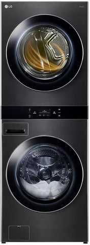 LG 27 Inch Smart Gas Single Unit WashTower with 5.0 cu. ft. Washer Capacity, 7.4 cu. ft. Dryer Capacity in Black Steel WKGX301HBA