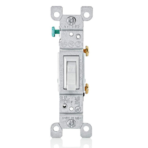 Leviton 15 Amp, 120 Volt, Toggle Framed Single-Pole AC Quiet Switch, Residential Grade, Grounding, 1451-2E, Black