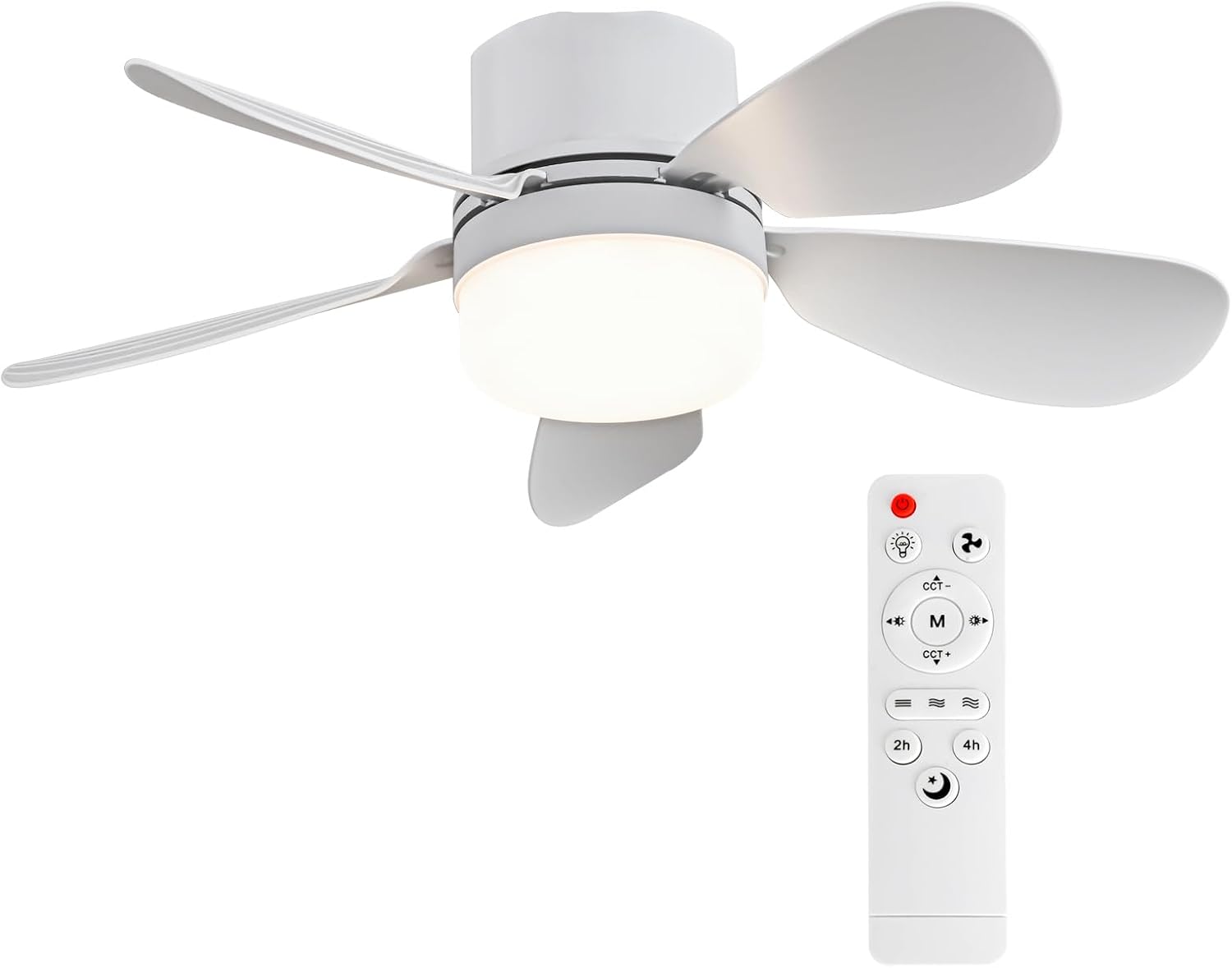Socket Fan Light with Remote Control, Portable Small Ceiling Fan with Lights for Bedroom, Kitchen, Living Room, with Dimming Function, 1000 Lumens, Screws into E26/E27, 16.54 Inches Diameter