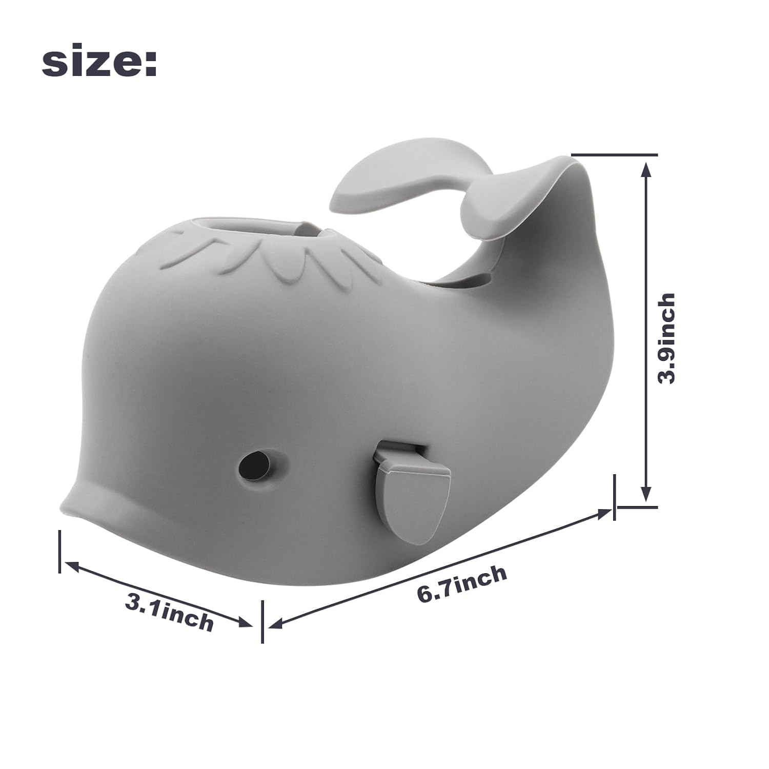 Baby Bathtub Faucet Cover, Faucet Cover Baby Bathtub Spout Cover, Bath Spout Protective Cover, Bathtub Safety Spout Guard, Baby Safety Protection Silicone Kit, Grey Whale Protector