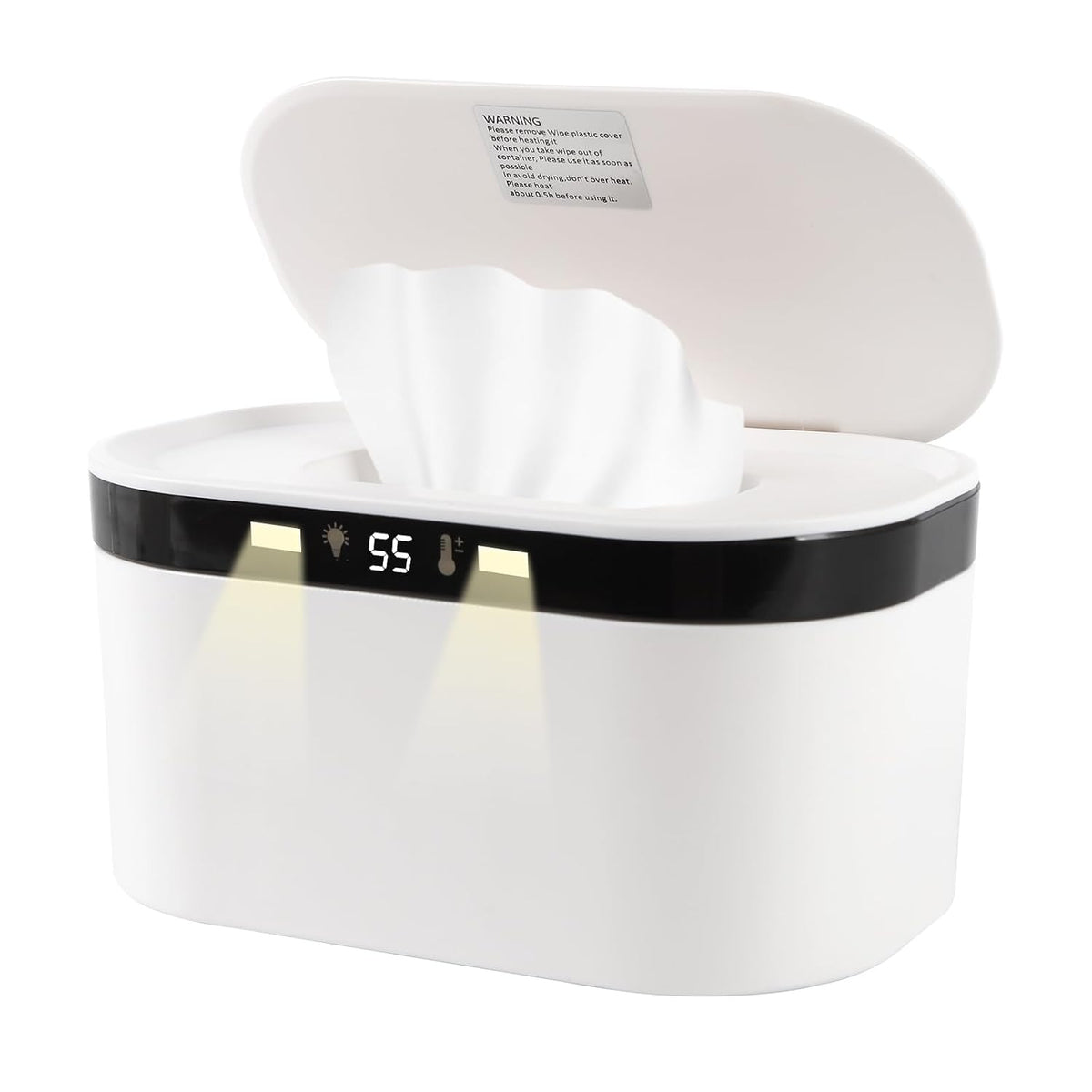 Baby Wipe Warmer, Wet Wipe Warmer 5 Modes of Temperature Heating Control Dual Heat for Baby's Comfort Large Capacity Wipes Dispenser Diaper Wipe Warmer with Night Light