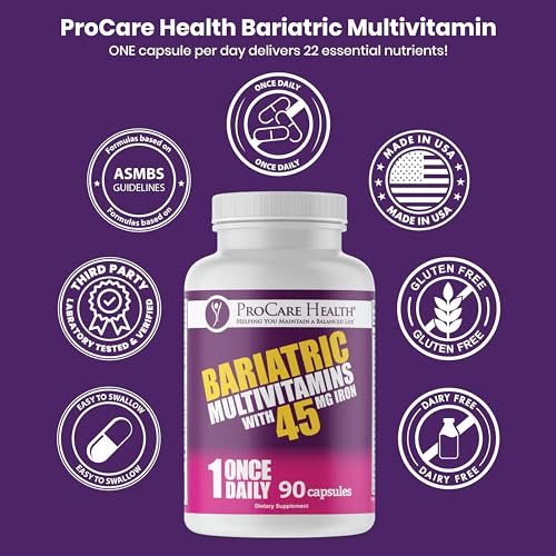 ProCare Health | Once Daily Bariatric Multivitamin | Capsule | 45mg Iron | 90 Count