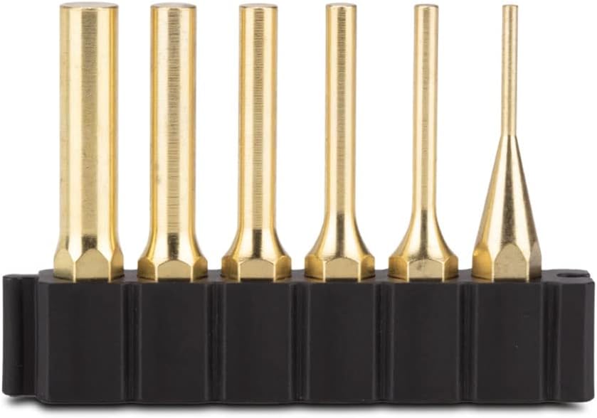 FIX IT STICKS Brass Pin Punch Set - 6 Sizes of Pin Punches with Steel Insert