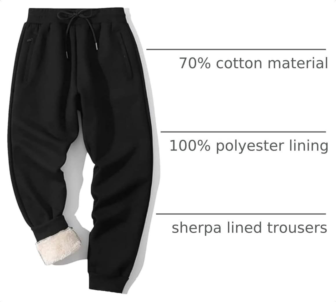 Shiyifa Mens Sherpa Lined Sweatpants Winter Warm Fleece Lined Pants