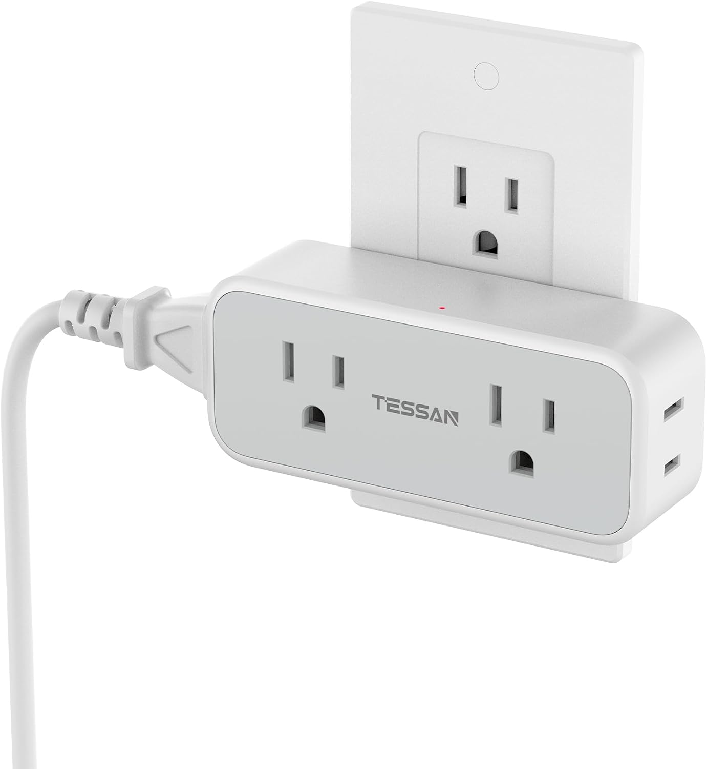 TESSAN Wall Outlet Extender, Multi Plug Mini Wall Expander, Grey
