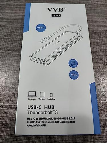 USB C Laptop Docking Station Dual Monitor HDMI for Dell/HP/Lenovo Laptop USB C Hub Multiport Adapter Dongle Dock,USB C to 2 HDMI+DisplayPort DP+Ethernet+100W USB C Power Charging Port+5USB+SD/TF+Audio