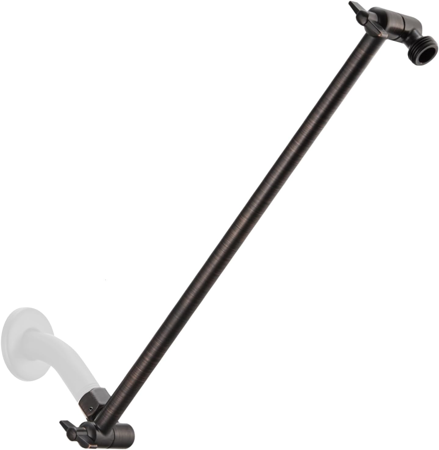 15 Inch Extra Long Adjustable Shower Head Extension Arm With Locking Set Screw, Singing Rain 304 Stainless Steel Angle Height Adjustable, G1/2 Universal Connector Compatible (Oil Rubber Bronze)