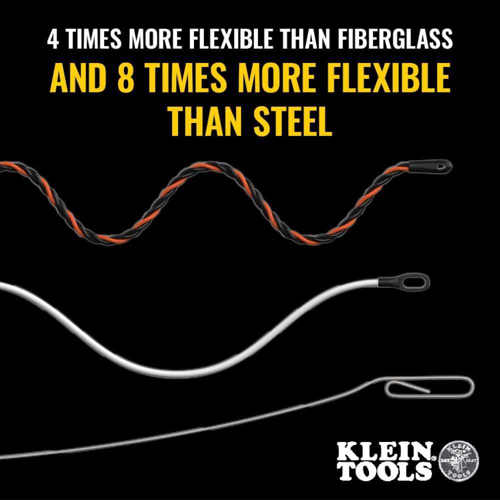 Klein Tools 50375 75-Foot Fish Tape, Hi-Flex Polyester, Electrical Wire Pulling Solution for Flexibility and Strength
