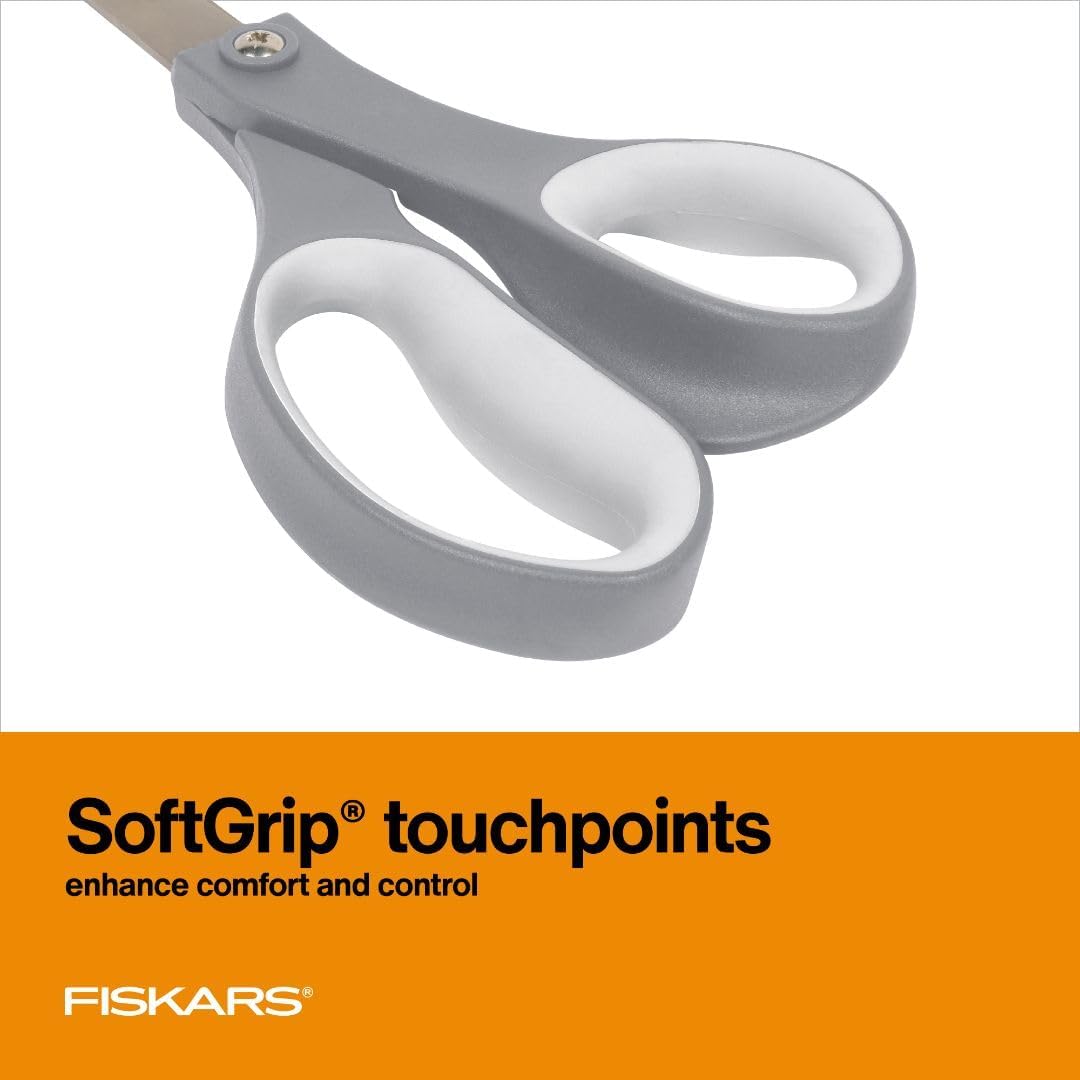 Fiskars 8" SoftGrip Everyday All Purpose Scissors, Office & Crafts, Grey