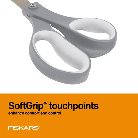 Fiskars 8" SoftGrip Everyday All Purpose Scissors, Office & Crafts, Grey