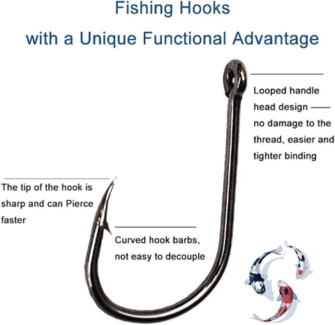 300PCS Small High-Carbon Steel Barbed Fishing Hooks,Hole,10 Sizes