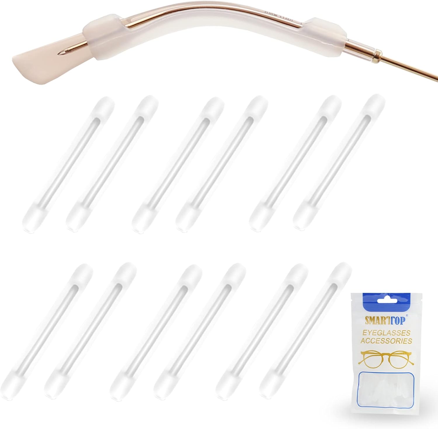 SMARTTOP Silicone Eyeglasses Temple Tips Sleeve Retainer, Anti-Slip Elastic Glasses Ear Grip Comfort Eyeglasses Retainers Behind The Ears for Reading Glasses Sunglasses