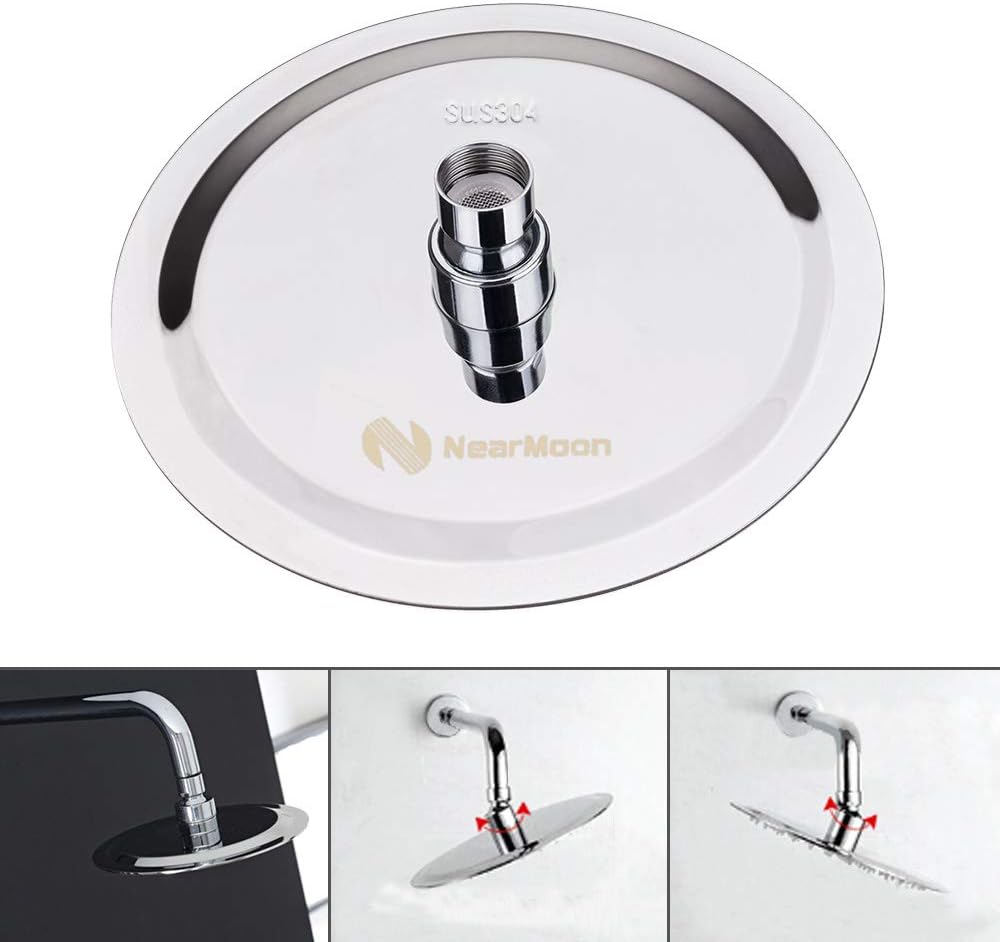 NearMoon Rain Shower Head, Ultra-Thin Design-Pressure Boosting, Awesome Some Experience, High Flow Stainless Steel Rainfall Head (8 Inch,Chrome Finish)