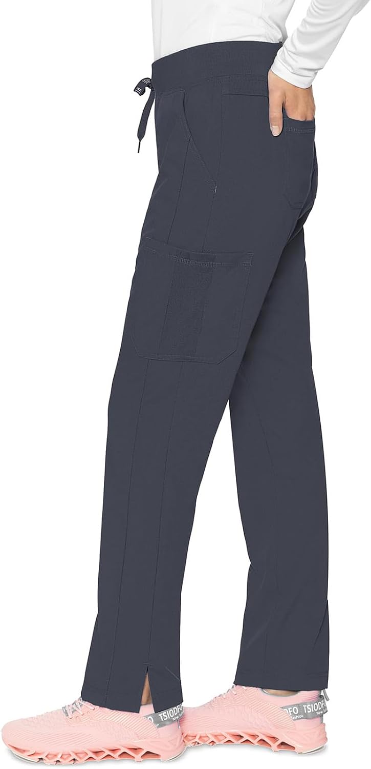 Med Couture Touch Scrub Pants for Women Jersey Waist Yoga Bottoms 6 Pockets
