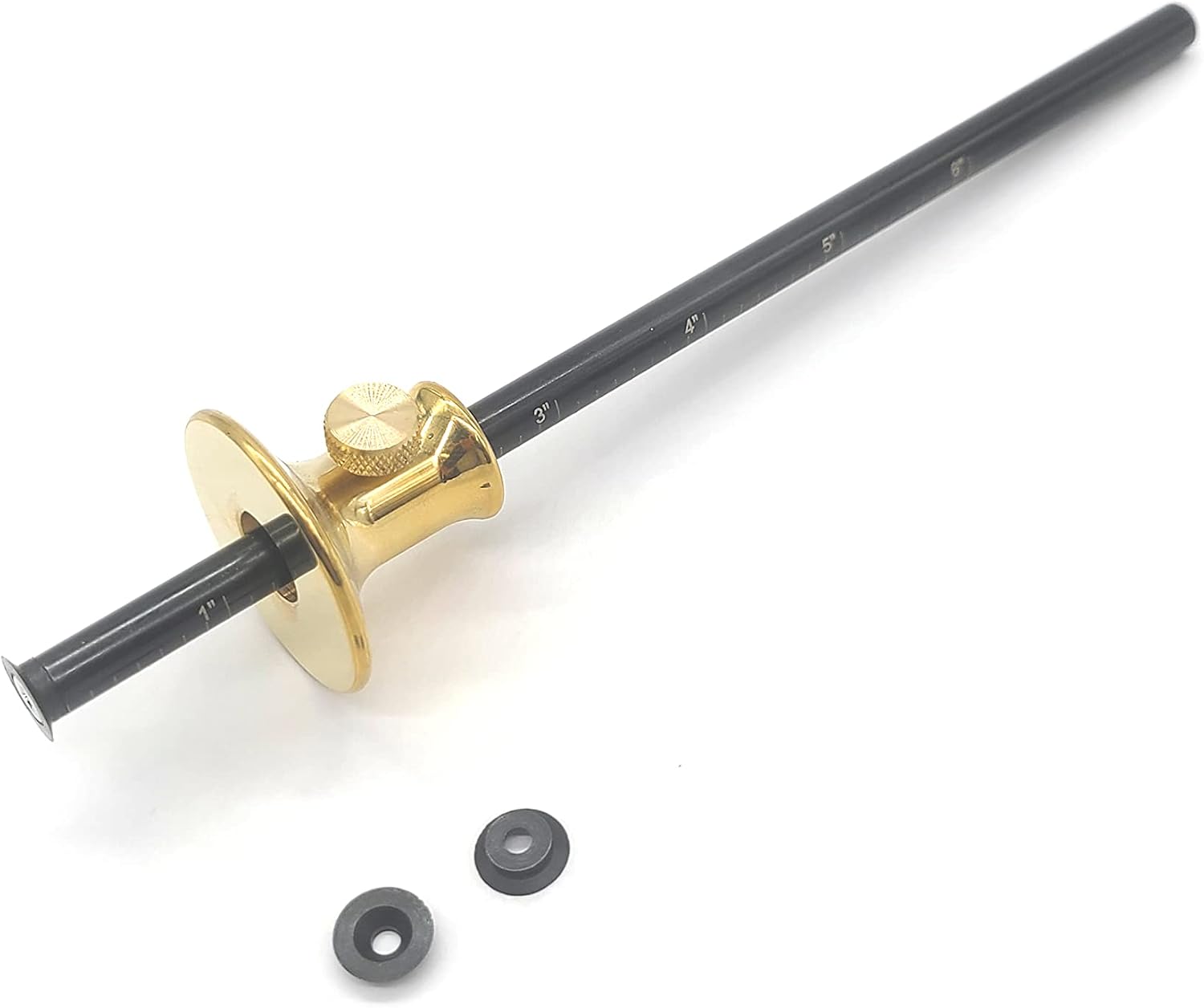 Taytools 467603 Wheel Marking Gauge Solid Machined Brass Head, 2 Extra High Speed Cutters, .310 inch Diameter Hardened Beam 8 Inches Easy Read SAE and Metric Grads