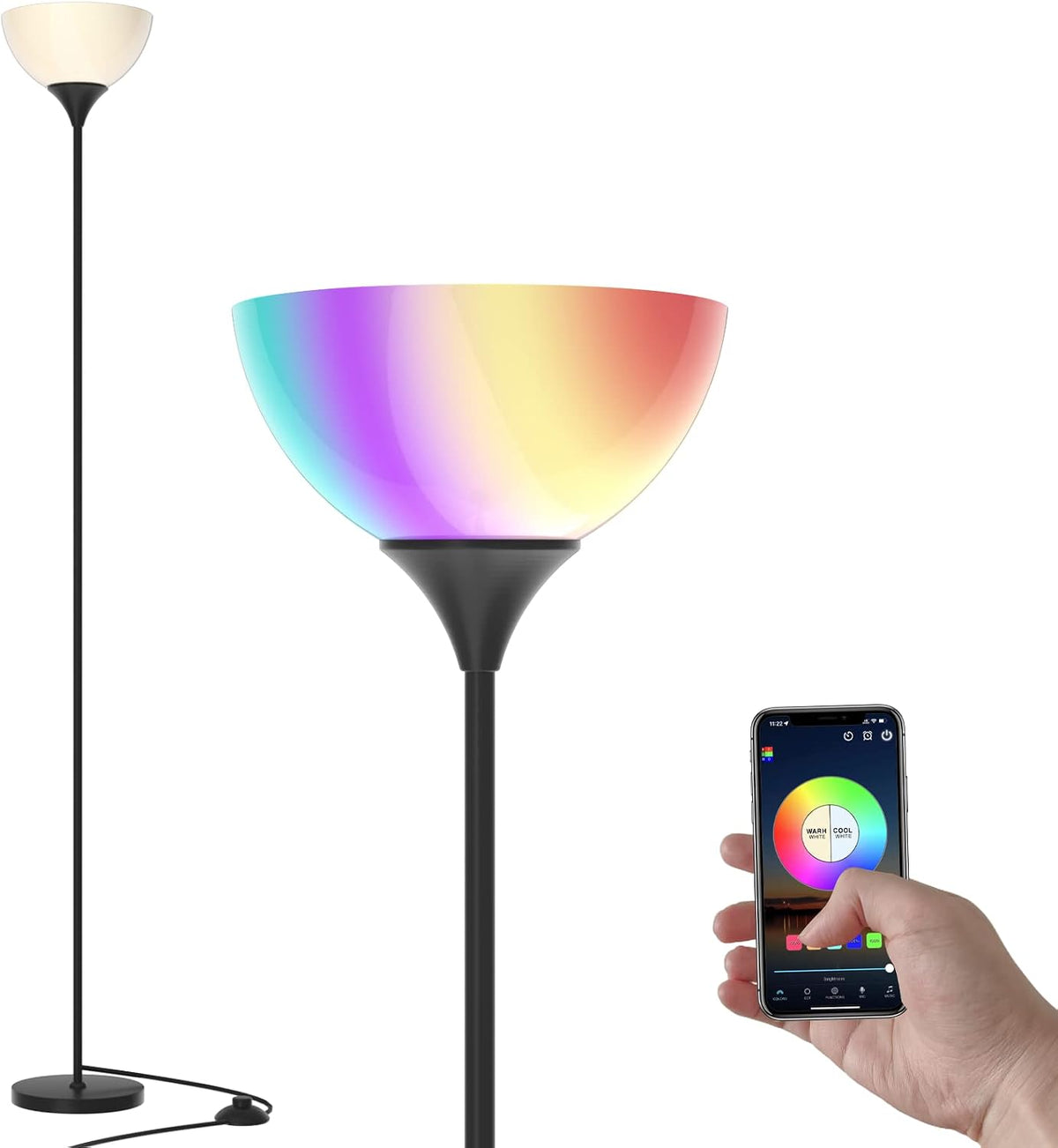 PESRAE RGB Floor Lamp, Stepless Brightness & Color Temperature