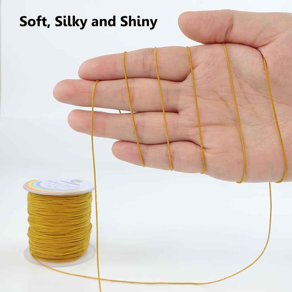 LUSTEMBER 0.8mm Nylon String, Strong Bracelet String, Durable Nylon Cord for Jewelry Making, Bracelets, Beading, Necklaces, Rattail Braiding, Kumihimo, Wind Chimes, Blinds and Handicrafts
