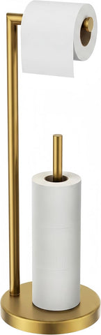 FORIOUS Toilet Paper Holder Stand with Storage for 4 Rolls, Brushed Gold