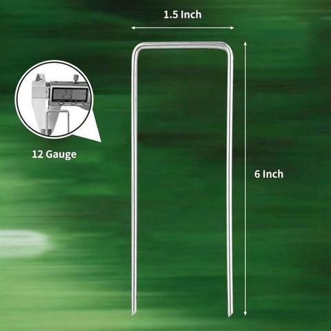 PSISO 80 Pack 6 Inch Galvanized U-Shaped Garden Stakes Landscape Staples, 12 Gauge Heavy Duty Tent Stakes Ground Yard Lawn Pins for Landscaping, Weed Barrier Fabric, Fencing, Outdoor Decor