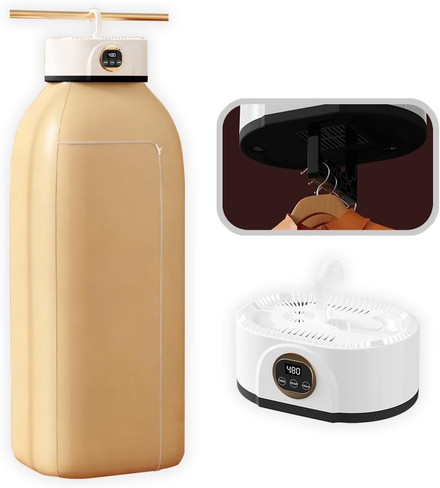 Portable Clothes Dryer - Mini Small Compact Foldable Quiet Fast-Drying Electric Machine with Adjustable Timer & UV Hygiene for Travel,RV, Home,Apartment(White)