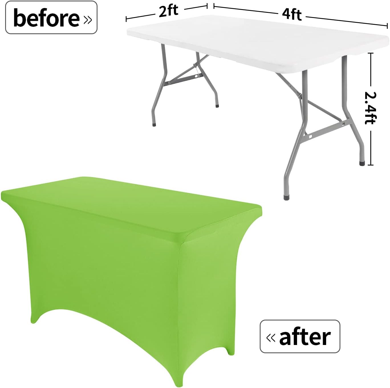 Peomeise 4FT Spandex Table Cover Rectangular Stretch Spandex Tablecloth (Apple Green,4FT)