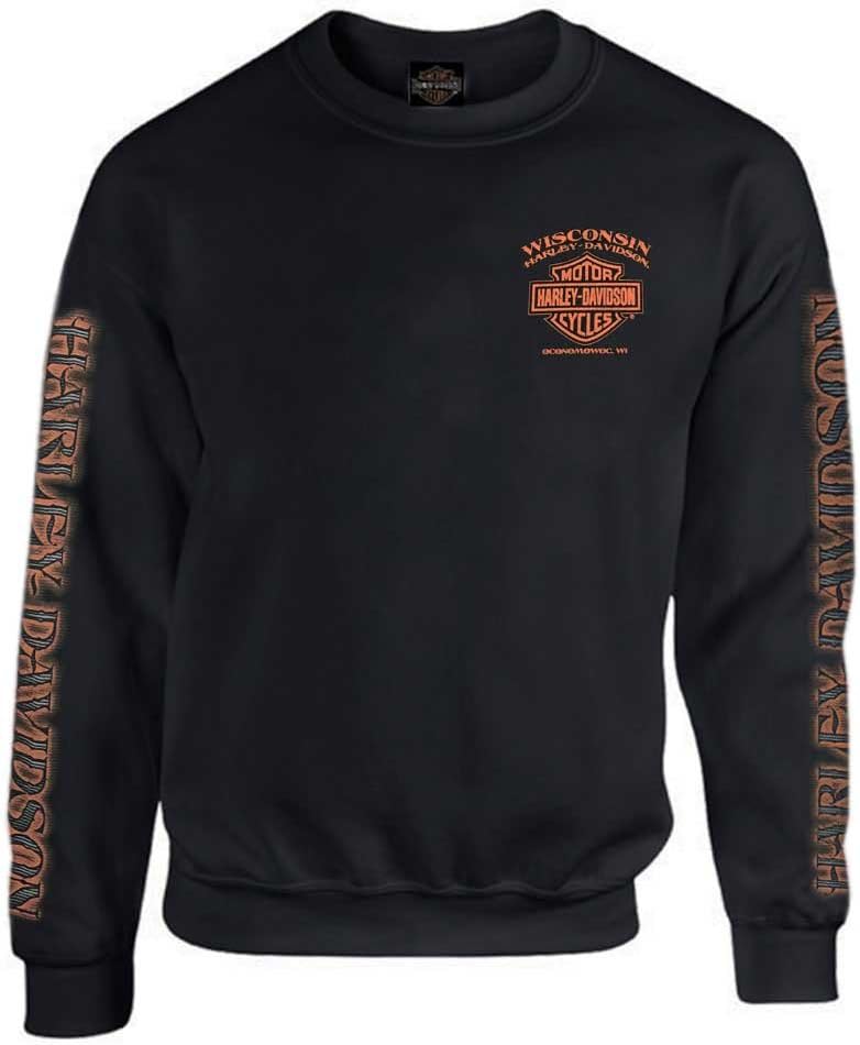 Harley-Davidson Men's Eagle Piston Fleece Pullover Sweatshirt, Black 30299948