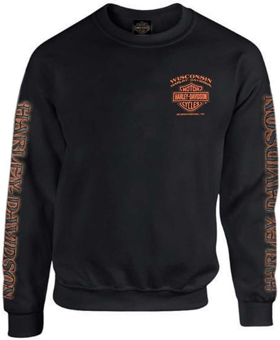 Harley-Davidson Men's Eagle Piston Fleece Pullover Sweatshirt, Black 30299948