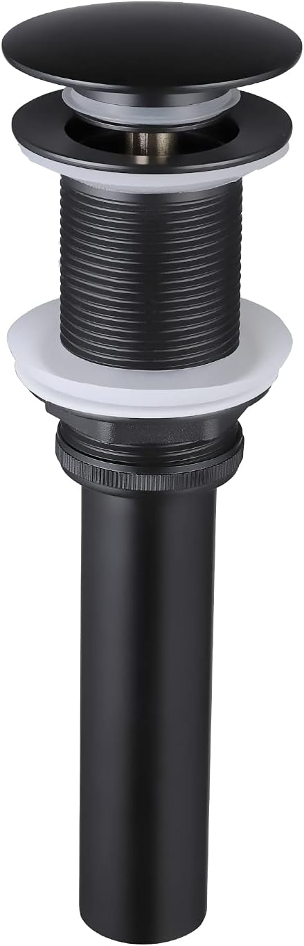 KES Bathroom Sink Drain Without Overflow Vessel Sink Lavatory Vanity Pop Up Drain Stopper Matte Black for 1.6"-1.9" Sink Hole, All Metal Rustproof Brass and 304 Stainless Steel, S2008D-BK