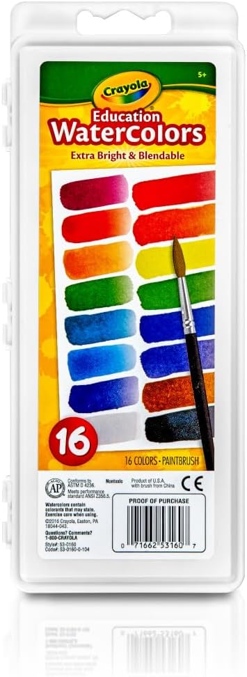 Crayola Watercolor Paint Set for Kids, Washable Paint, School Art Supplies