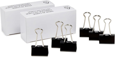 Amazon Basics Sturdy Binder Clips, Office Supplies, Medium 1.25 inches, Document Organizing, Sturdy Steel, Black, 24 Count (2 Pack of 12)