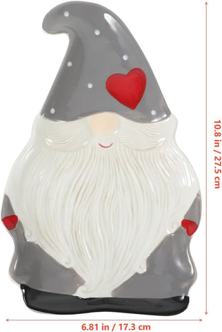 NUOBESTY Gnome Shaped Platter Snack Appetizer Trays Dessert Serving Dishes Holiday Food Serving Platter Candy Nut Dish Container Christmas Party Favors