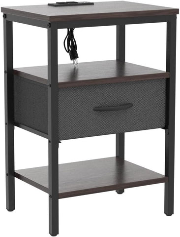 SUPERJARE Nightstand Set of 2 with Charging Station, USB-C Port, End Tables