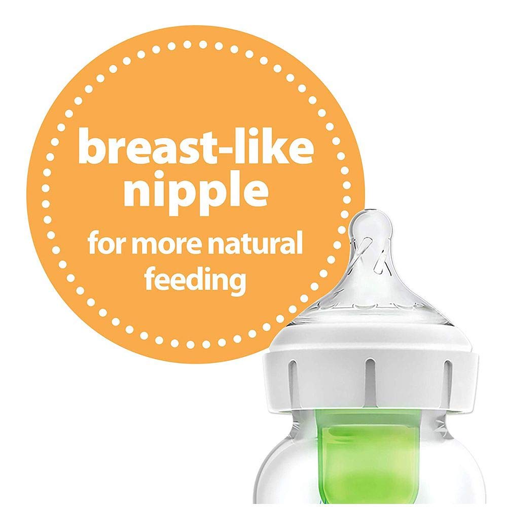 Dr. Brown's Anti-Colic Options+ Wide-Neck Glass Baby Bottle, 9 oz, 3-Pack