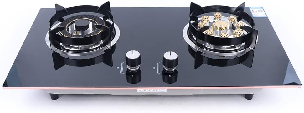 Natural Gas Cooktop, Burners Gas Stove, Built-in Cooktop with Black Glass, Tempered Glass, Anti-tempering protection