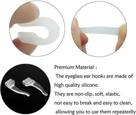 20 Pairs Glasses Anti-slip Silicone Ear Clip - Soft Comfortable Anti-slip Holder, Eye Glasses Ear Grippers Silicone Ear Hook, Eye Glass Temple Tips Sleeve Retainer for Reading Glasses (clear white)
