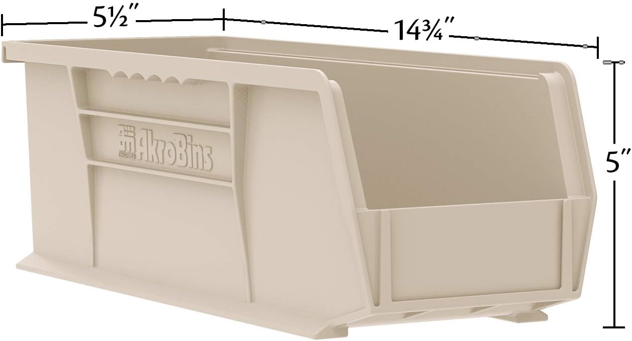 Akro-Mils 30234 AkroBins Plastic Storage Bins, 15"x5"x5", Clear, 12-Pack