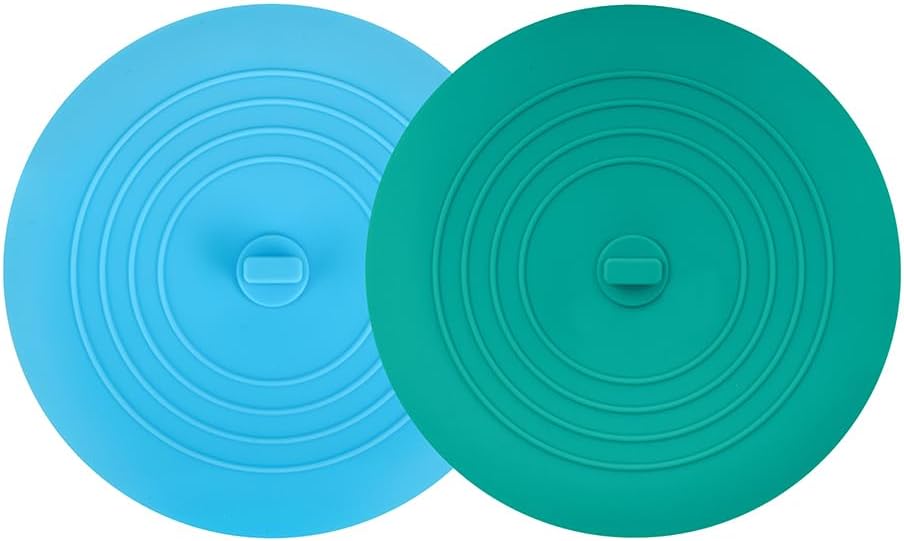 Tub Stopper 2PCS,Bathtub Drain Stopper,6 inches Bathtub Tub Drain Cover Stopper,Silicone Drain Plug,Kitchen Bathroom Hair Water Shower Stopper,Large Bathroom Laundry Accessories (Blue/Green)