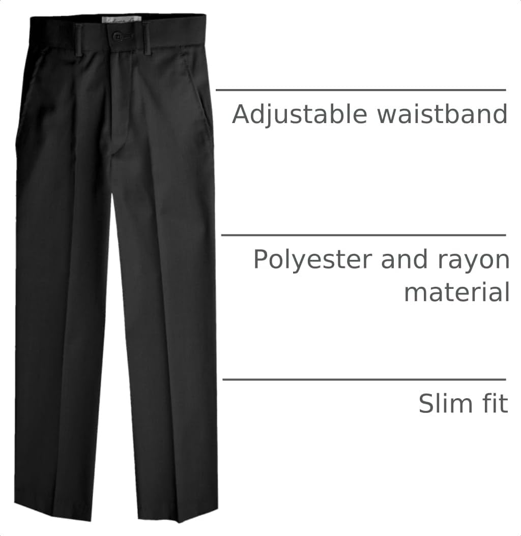 Boys Flat Front Slacks Slim Fit Dress Pants