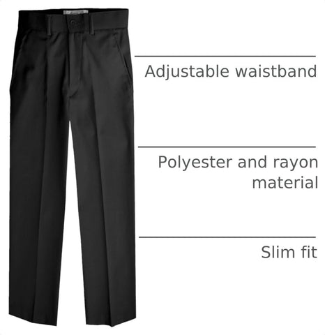 Boys Flat Front Slacks Slim Fit Dress Pants