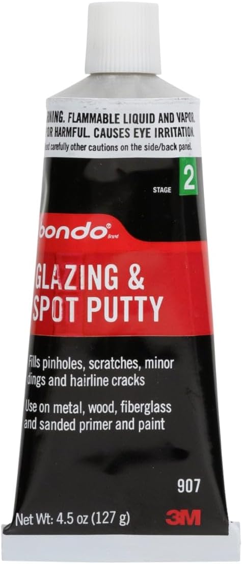 Bondo Glazing and Spot Putty, Fills Pinholes, Scratches, Minor Dings & Hairline Cracks, 4.5 oz, 1 Tube