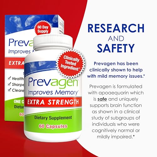 Prevagen Improves Memory - Extra Strength 20mg, 60 Capsules, with Apoaequorin & Vitamin D & Prevagen 7-Day Pill Minder | Brain Supplement for Better Brain Health, Supports Healthy Brain Function