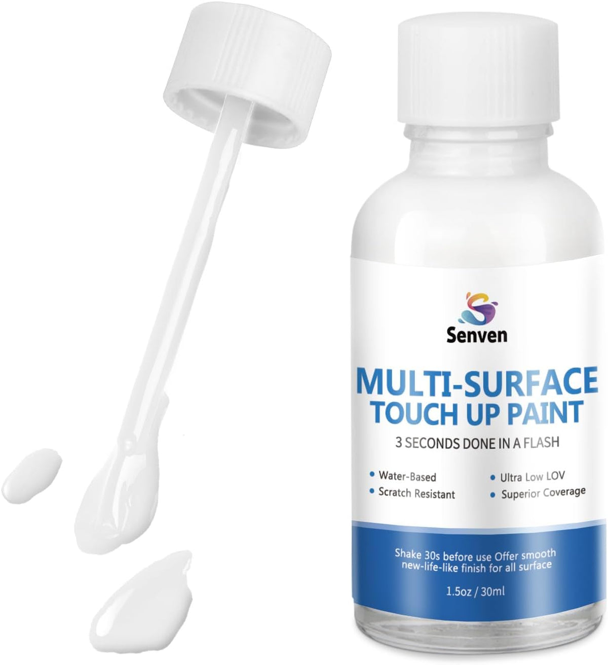 White Paint Multi Surface Semi-Gloss White Touch Up Paint Repair for Metal,Wall,Door,Cabinets,Wood,Furniture, Appliance,Metal, Acrylic Touch Up Paint Pen, Enamel 30ML