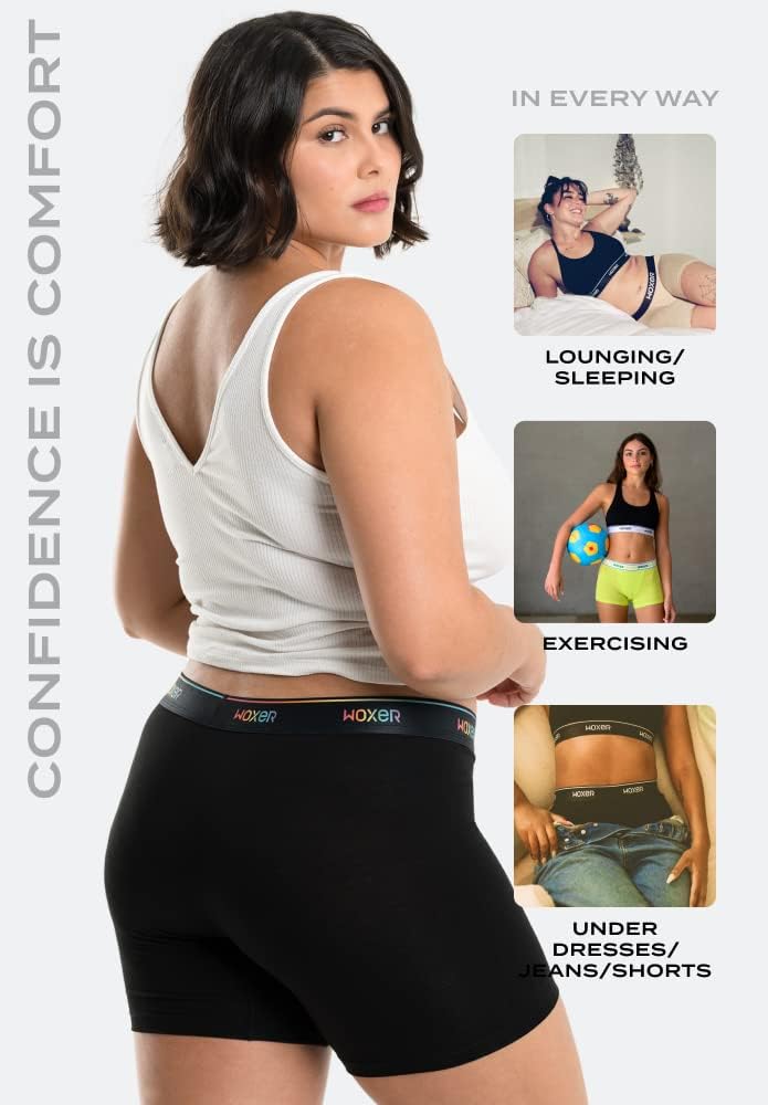 Woxer Boxer Shorts for Women - 5" Baller Boy Shorts Underwear, Soft Modal, Chafe Free - Breathable & Moisture-Wicking