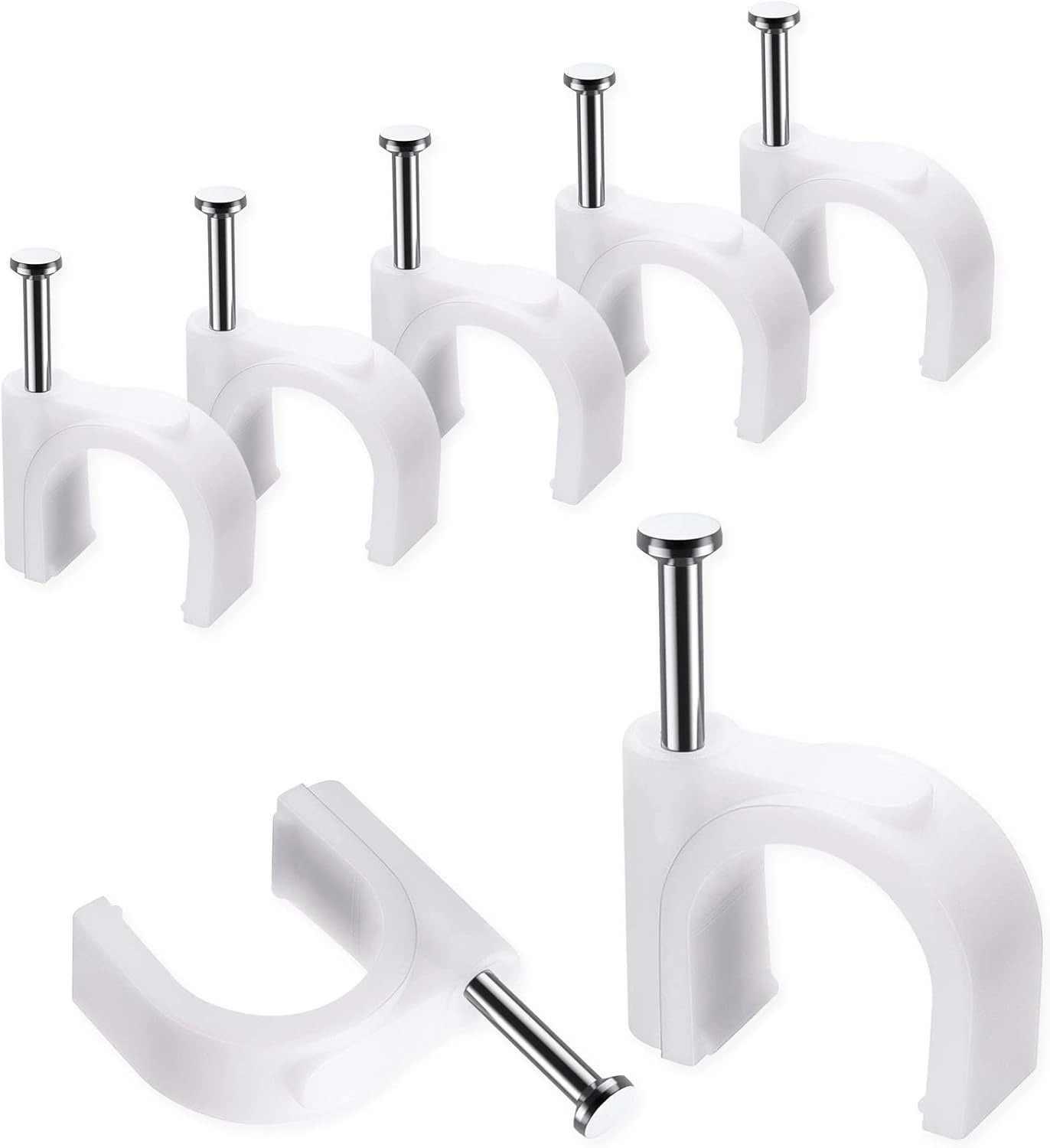 Abnii Cable Nails Clips, 100 Pcs, 10mm, Wire Wall Clips, White